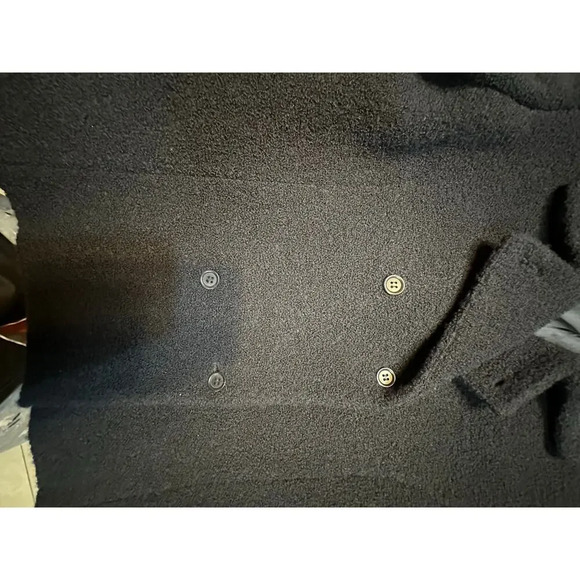 Jones New York Black Pea Coat Women 12 Wool Blend Winter Neutral Textured Jacket - Picture 8 of 8